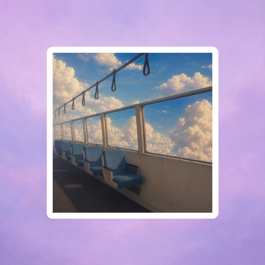Next stop: somewhere else. Vinyl dreamcore waterproof sticker.