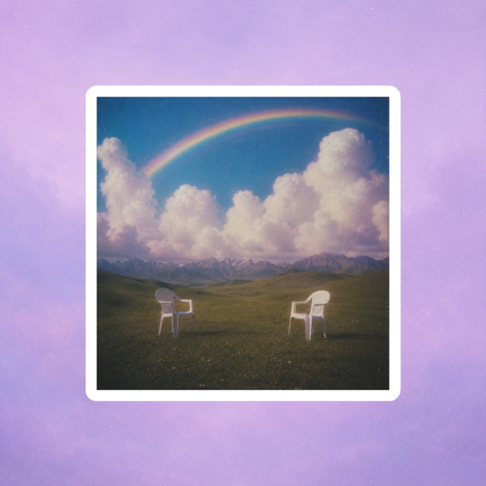 A meeting between dreams. Vinyl dreamcore waterproof sticker.