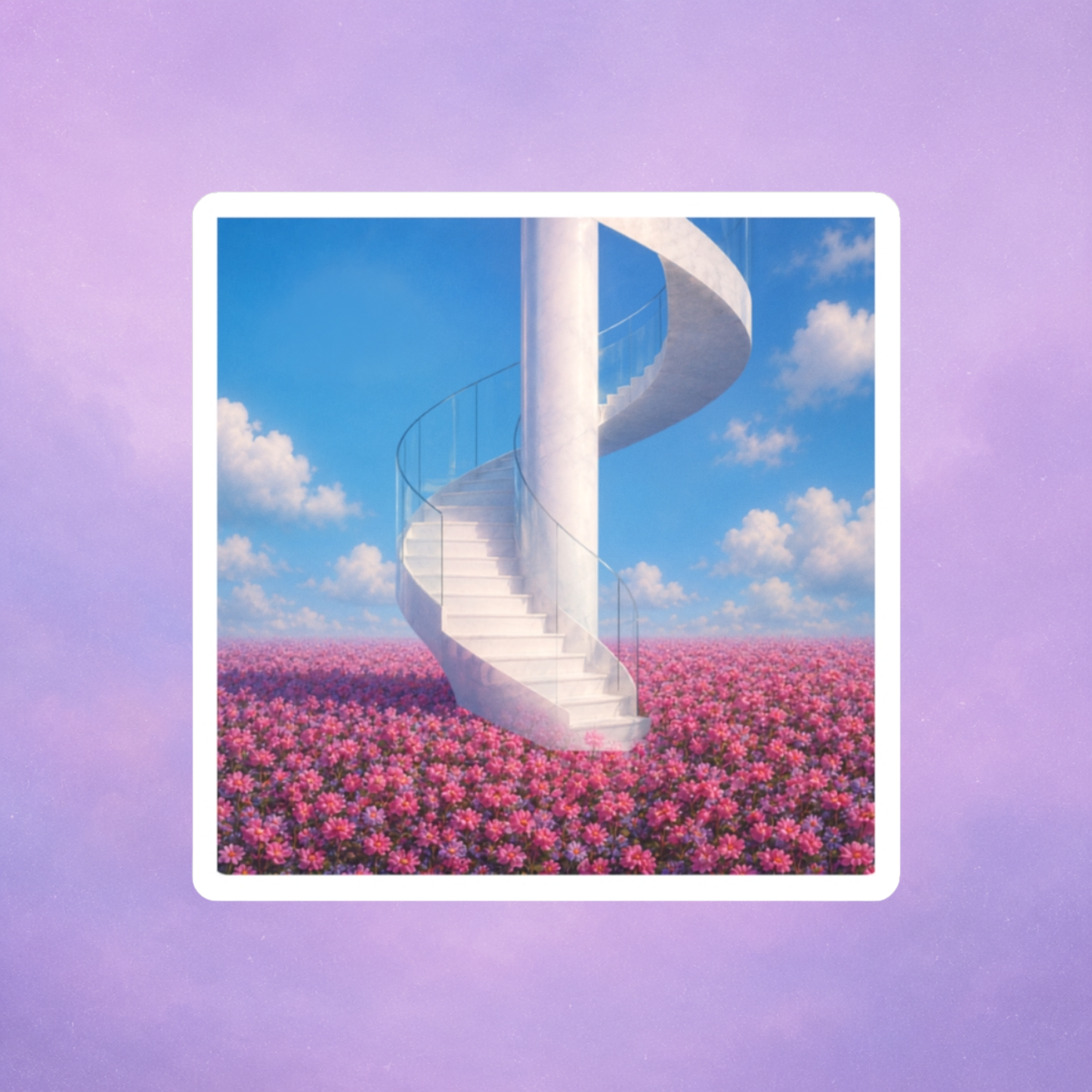 Stairway to somewhere. Vinyl dreamcore waterproof sticker.